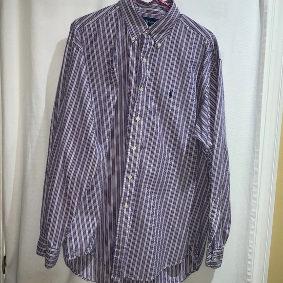 Ralph Lauren Blake button front shirt Sz L striped cotton - Picture 1 of 7